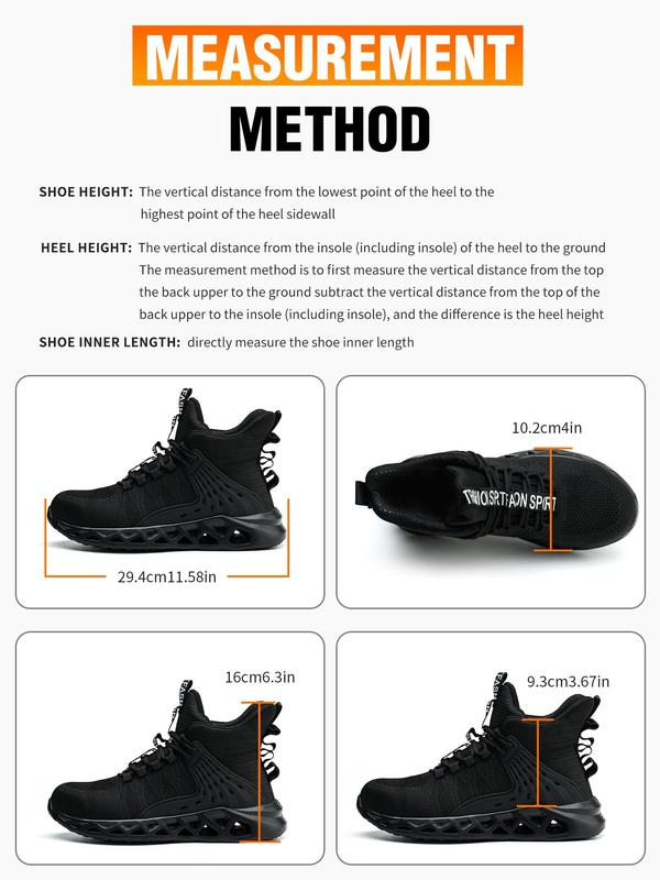 Men's Sporty Lace Up High Top Sneakers, Designer Shoes, Casual Comfortable Breathable Safety Shoes, Lightweight Hollow Out Design Work Shoes for Men, Non Slip Steel Toe Sneakers Streetwear Shoes