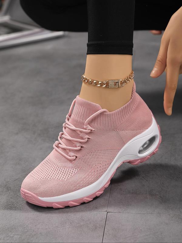 Women's Fashionable Lace Up Low Top Sneakers, Casual Comfortable Breathable Sports Running Shoes, All-match Round Toe Chunky Sneakers for Daily Wear