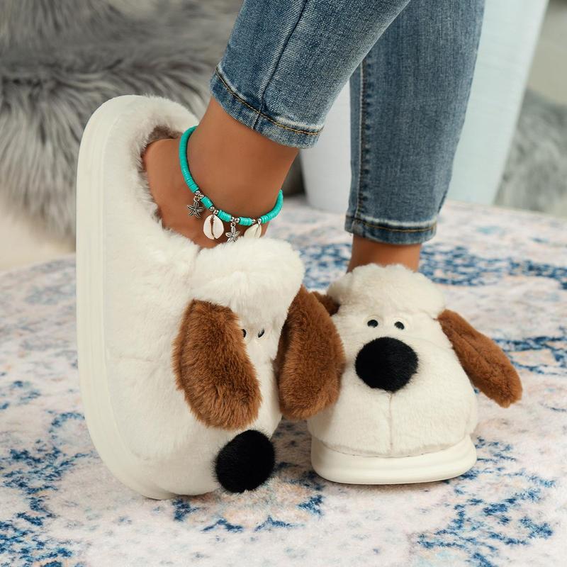 Fuzzy Cow Slippers for Women Men, Cute Cotton Animals House Shoes Fluffy Plush Slippers for Girls Indoor Living Room Bedroom