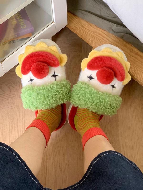 Cartoon Clown Design Slippers, Casual Soft Comfortable Home Slippers, Warm Slippers for Indoor & Outdoor Use for Fall & Winter