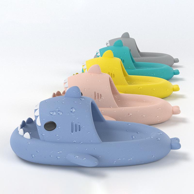 Cloud Shark Slides Non-Slip Novelty Open Toe Sandals Extremely Comfy Cushioned Thick Sole Cute Cartoon Shower Slippers Indoor & Outdoor