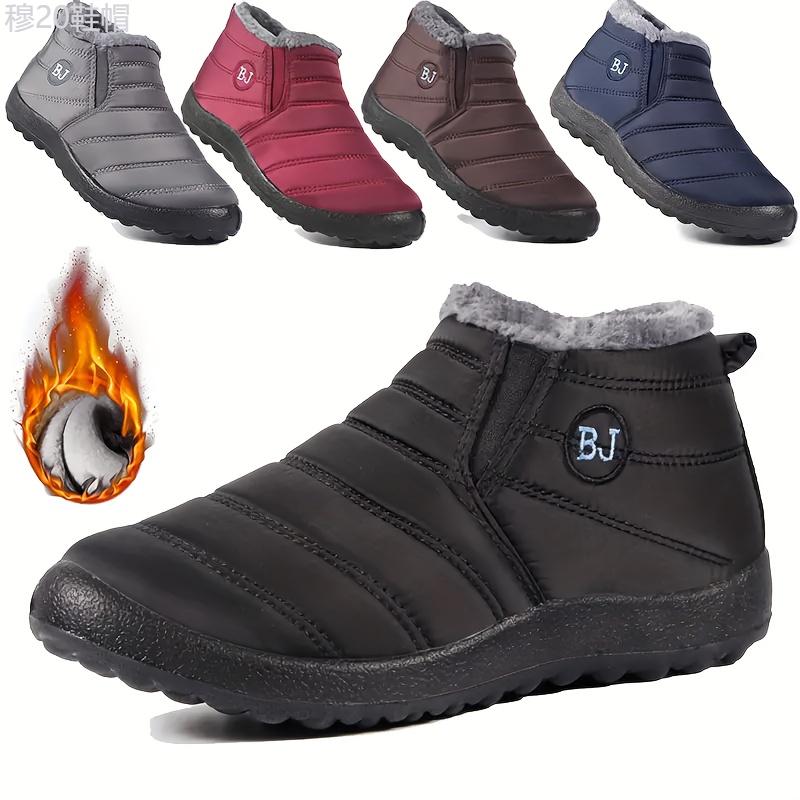 Unisex Warm Ankle Snow Boots with Plush Lining - Waterproof Winter Short Boots with Non-Slip Polyurethane Sole, Fabric Upper & Insole - Windproof Slip-On Footwear for Men and Women Boy Walking Shoes Boy Walking Shoes Closed Comfort Bota Weight Tactical