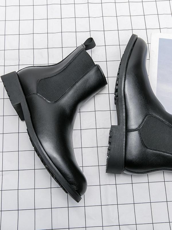 Men's Fashionable Solid Color Chelsea Boots, Casual Comfortable Pointed Toe Ankle Boots for Daily Wear, Male All-match Trendy Shoes for Fall & Winter