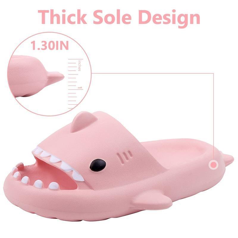 Cloud Shark Slides Non-Slip Novelty Open Toe Sandals Extremely Comfy Cushioned Thick Sole Cute Cartoon Shower Slippers Indoor & Outdoor