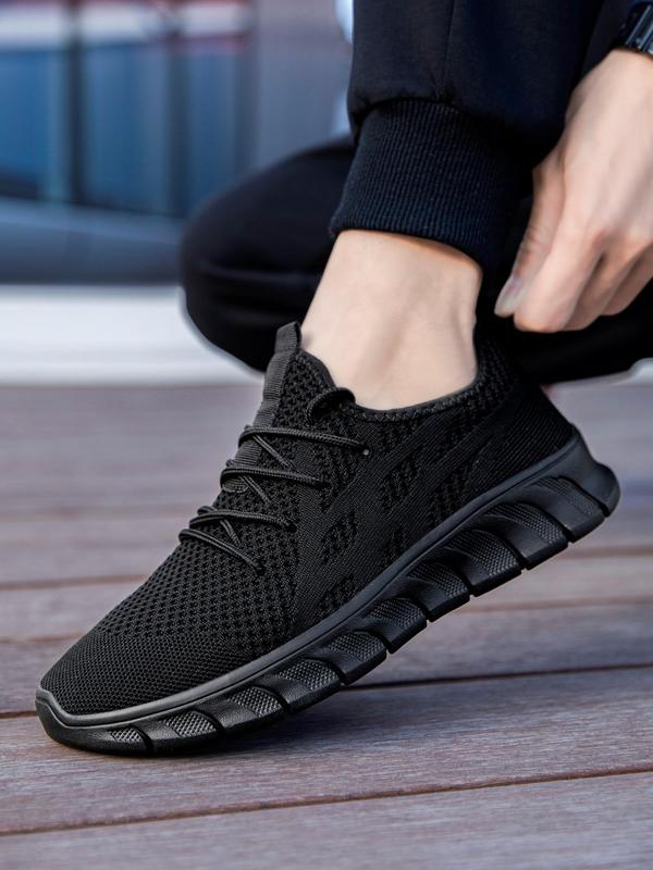 Men's Breathable Lightweight Comfortable Running Shoes, Casual Sports Mesh Sneakers, Fashionable Lace Up Low Top Shoes for Daily Wear