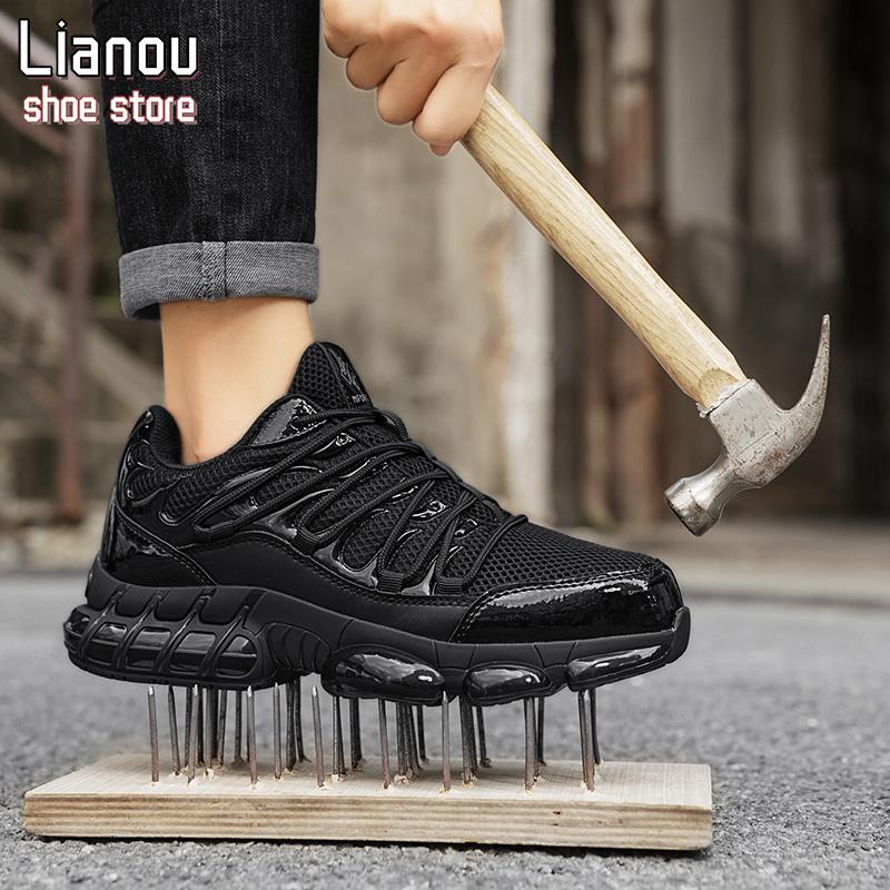 Steel toe site comfortable and safe shoes work wear resistance and abruptly abruptly wear -resistant sneakers Construction engineering composite Walking shoes breathable and lightweight black shoes injury Footwear Worker labor protection