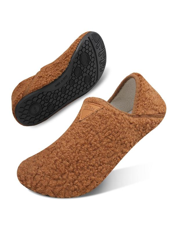 Men's Solid Color Plush Slippers, Casual Soft Comfortable Home Slippers, Portable, Soft and Foldable to Pack Warm Slippers for Indoor & Outdoor Use for Fall & Winter