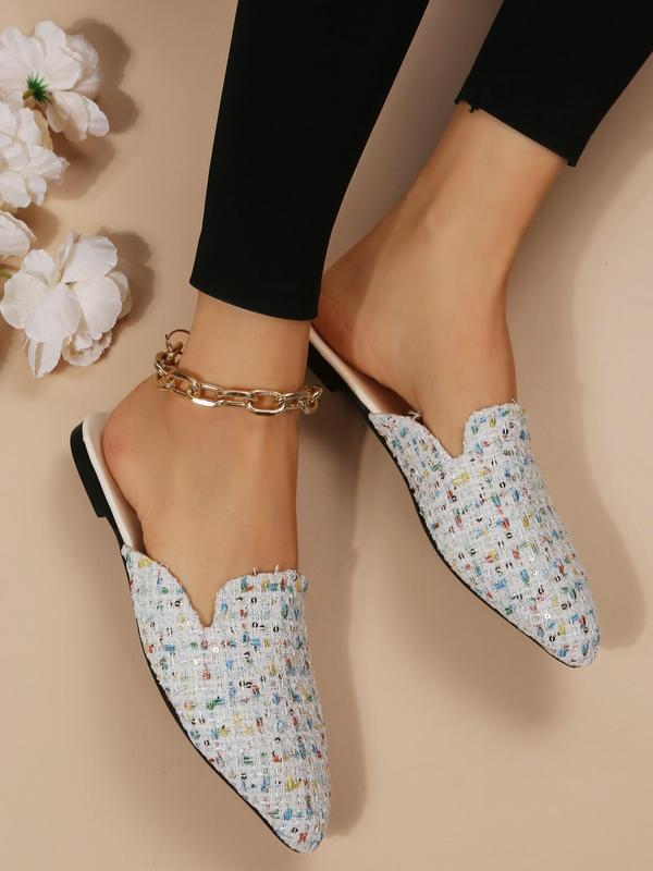 Women's Elegant Tweed Slip on Flats, 1 Pair Trendy Pointed Toe Flat Shoes, All-match Chic Shoes for Daily Wear