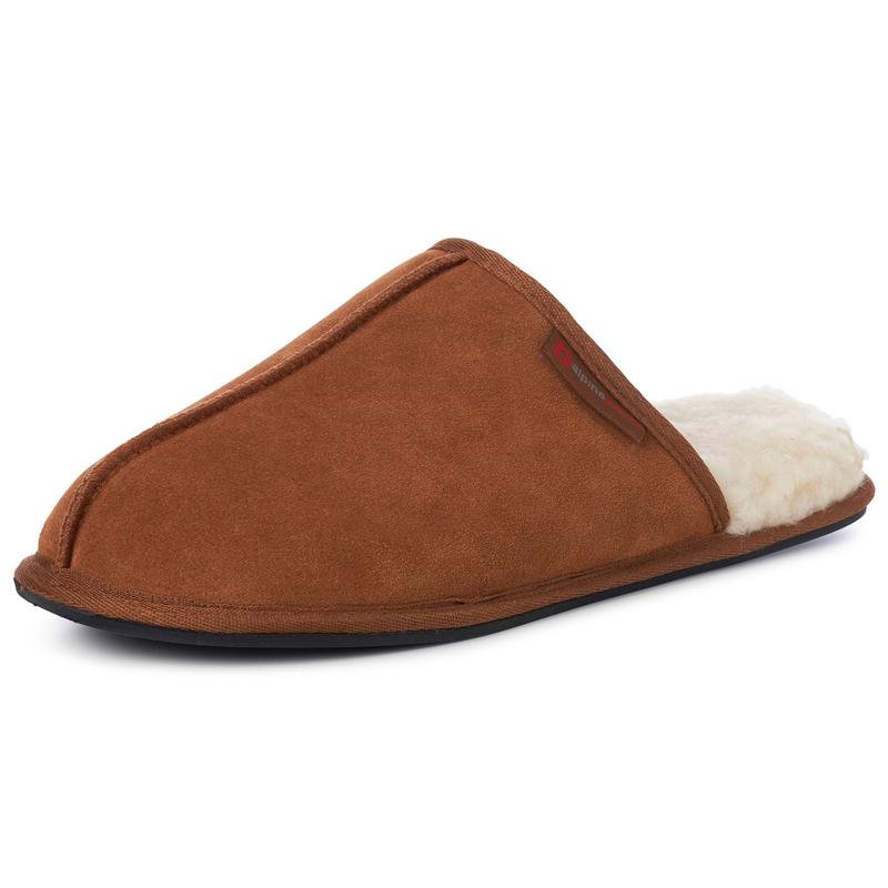 Alpine Swiss Halden Mens Genuine Suede Memory Foam Scuff Slippers