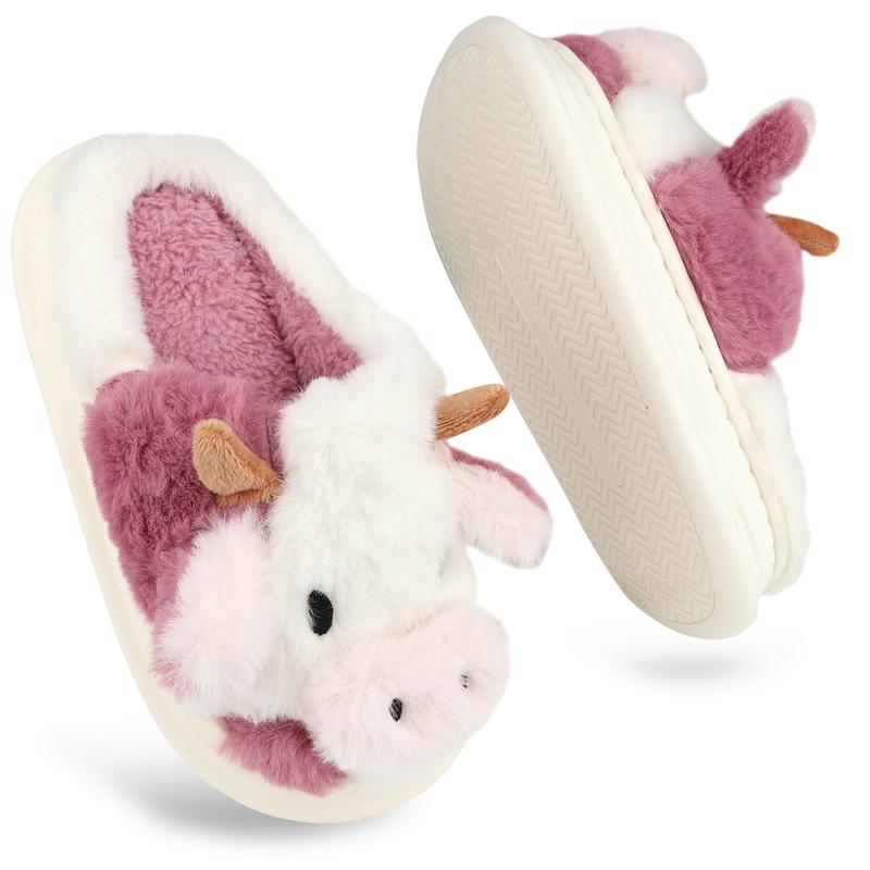 Winter Fashion Girls' Home Warm Plush Soft Cute Girl Heart Cow Baotou Cotton Slippers