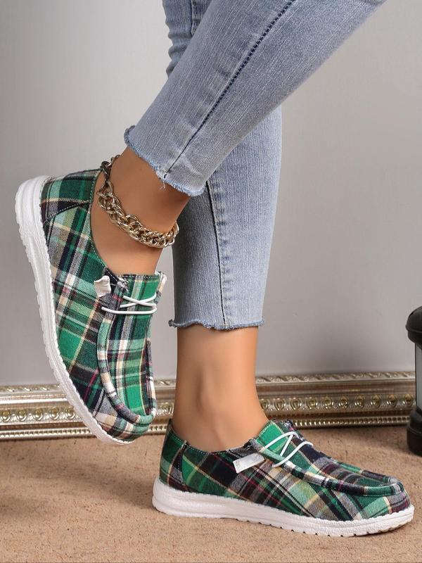 Women's Fashionable Plaid Pattern Design Slip-on Shoes, Casual Comfortable Versatile Flat Shoes for Women Daily Wear, Spring New Trendy Shoes