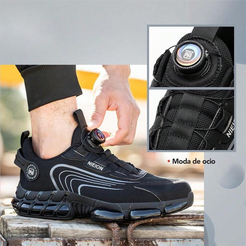 Men's Rotating Button Safety Boots With Steel Toe Cap, Puncture Resistant, Crushproof And Pressure-Resistant Work Boots