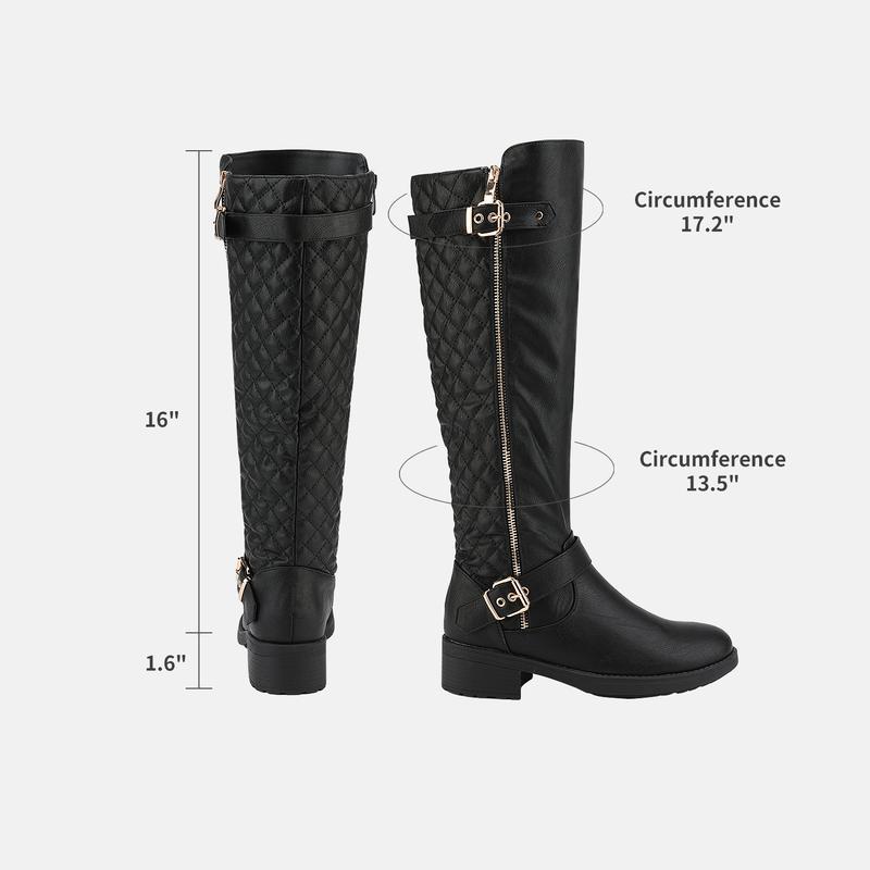 Women's Stylish Knee High Riding Boots with Wide Calf Circumference