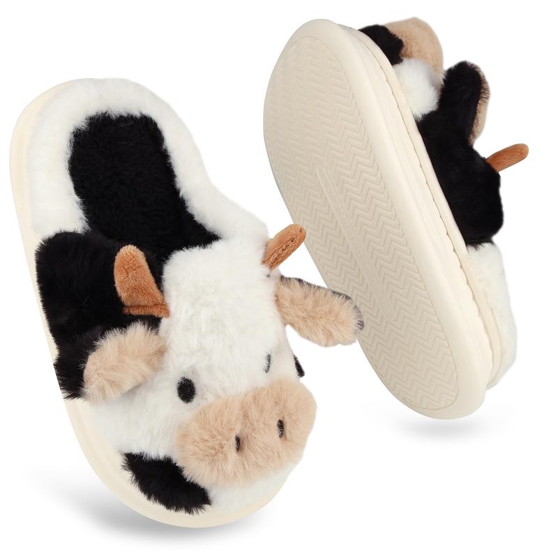 Winter Fashion Girls' Home Warm Plush Soft Cute Girl Heart Cow Baotou Cotton Slippers