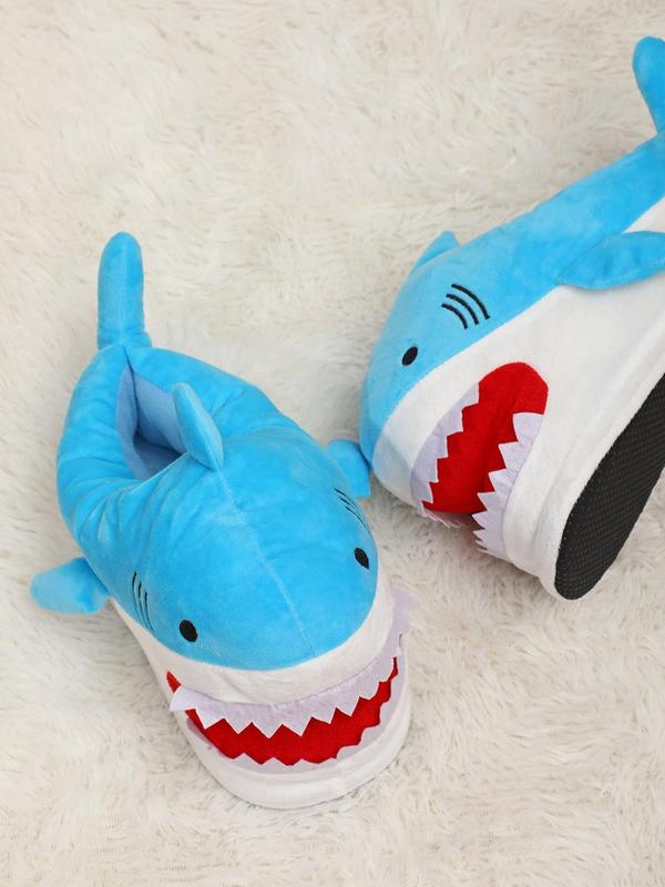 Women's Cute Cartoon Shark Design Plush Slippers, Casual Soft Comfortable Home Slippers, Warm Slippers for Indoor & Outdoor Use for Fall & Winter