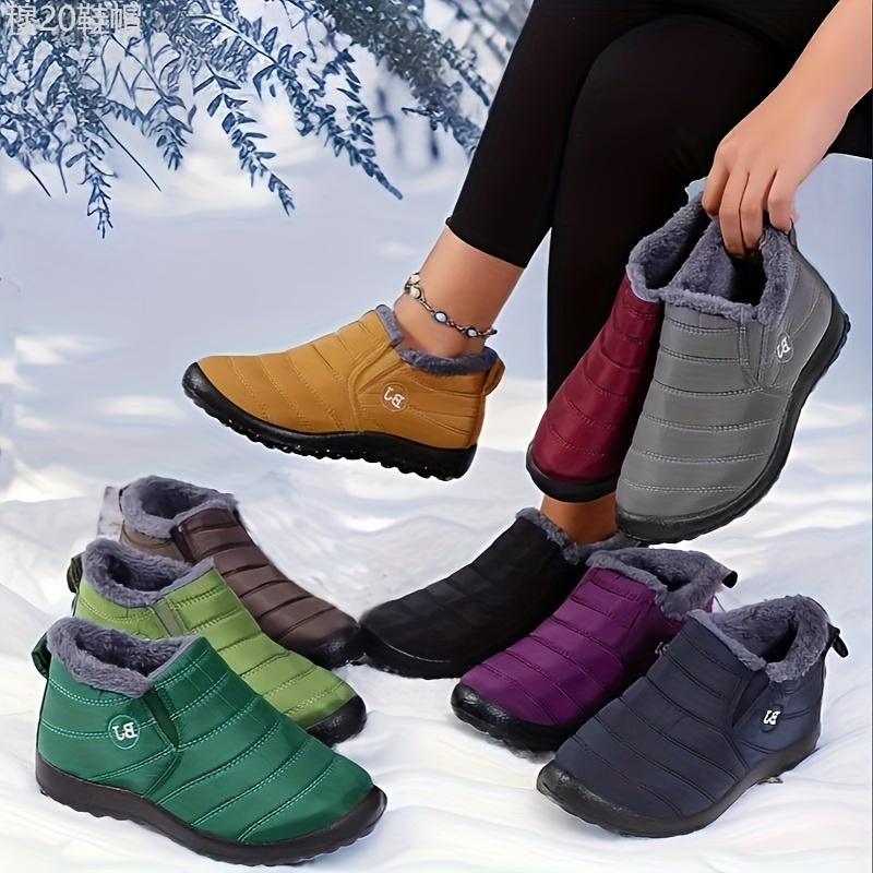 Unisex Warm Ankle Snow Boots with Plush Lining - Waterproof Winter Short Boots with Non-Slip Polyurethane Sole, Fabric Upper & Insole - Windproof Slip-On Footwear for Men and Women Boy Walking Shoes Boy Walking Shoes Closed Comfort Bota Weight Tactical