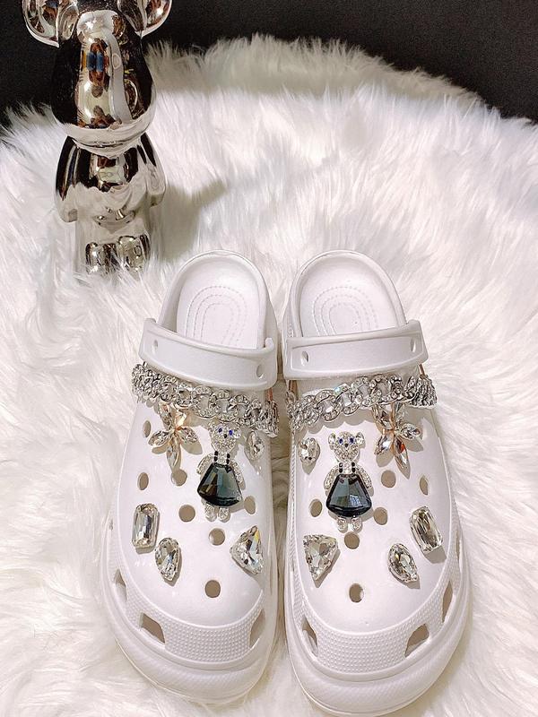 Rhinestone Decorated Shoes Accessories (1 Set), Fashionable Novelty Shoes Decorations for Clogs Design, Dazzling Glamour Trendy Holiday Shoe Accessories for Women & Girls