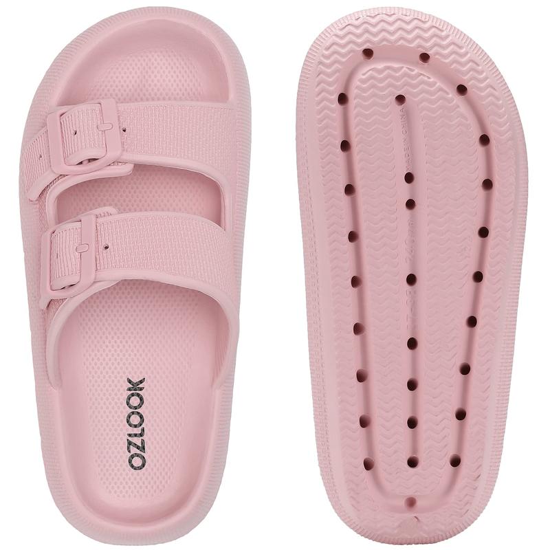 Women Men Couple Fashion Solid Color Double Buckle Slippers - Non-slip Sole Indoor Shoes， Ultimate Comfort, Lightweight, Thick Sole, Non-Slip, Easy to Clean