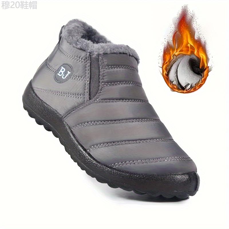 Unisex Warm Ankle Snow Boots with Plush Lining - Waterproof Winter Short Boots with Non-Slip Polyurethane Sole, Fabric Upper & Insole - Windproof Slip-On Footwear for Men and Women Boy Walking Shoes Boy Walking Shoes Closed Comfort Bota Weight Tactical