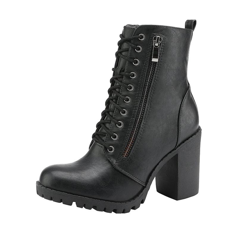 Dream Pairs Women's Lace Up Chunky Heel Ankle Booties