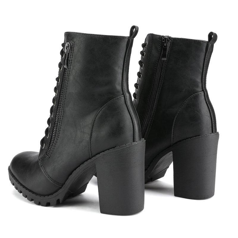 Dream Pairs Women's Lace Up Chunky Heel Ankle Booties