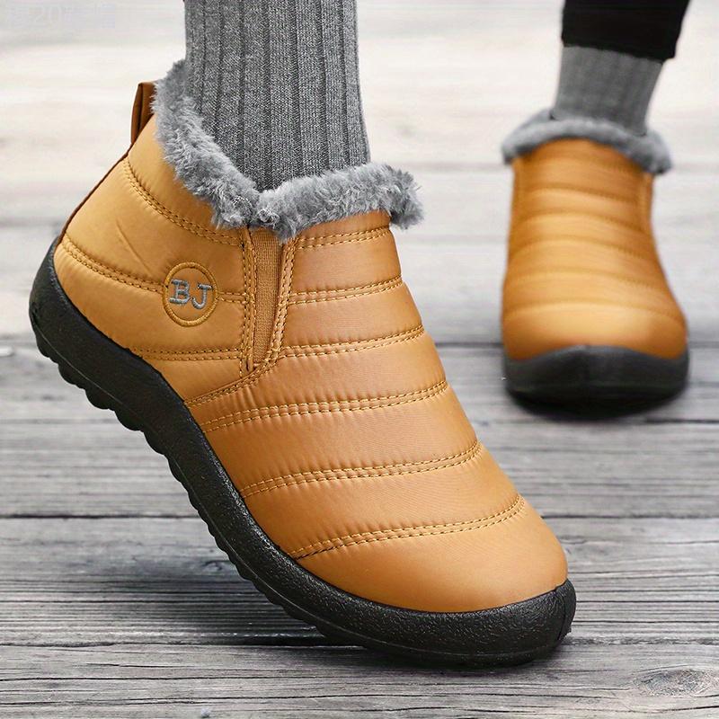 Unisex Warm Ankle Snow Boots with Plush Lining - Waterproof Winter Short Boots with Non-Slip Polyurethane Sole, Fabric Upper & Insole - Windproof Slip-On Footwear for Men and Women Boy Walking Shoes Boy Walking Shoes Closed Comfort Bota Weight Tactical