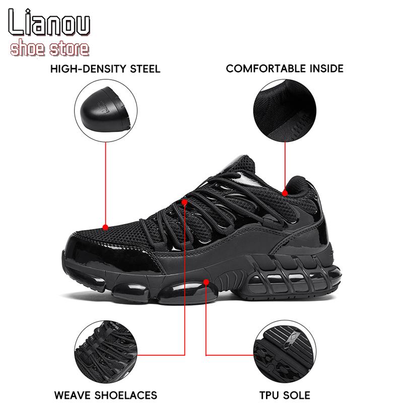 Steel toe site comfortable and safe shoes work wear resistance and abruptly abruptly wear -resistant sneakers Construction engineering composite Walking shoes breathable and lightweight black shoes injury Footwear Worker labor protection