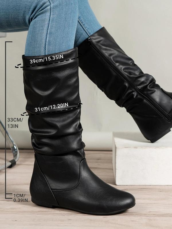 Women's Fashionable Solid Color Zipper Side Fashion Boots, Casual Comfortable Boots for Daily Wear, Female All-match Trendy Shoes for Fall & Winter