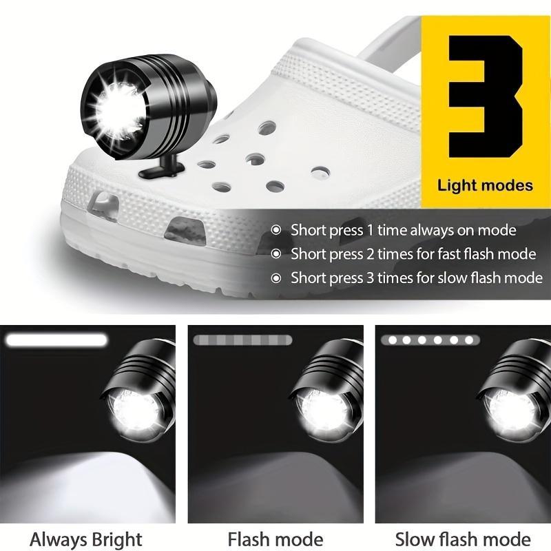 Portable Shoes Light with 3 Lighting Modes, 2 Counts Waterproof Light Up Charm Accessories for Crocs, Multi-application Flashlights for Shoes