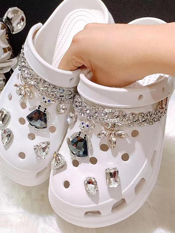 Rhinestone Decorated Shoes Accessories (1 Set), Fashionable Novelty Shoes Decorations for Clogs Design, Dazzling Glamour Trendy Holiday Shoe Accessories for Women & Girls