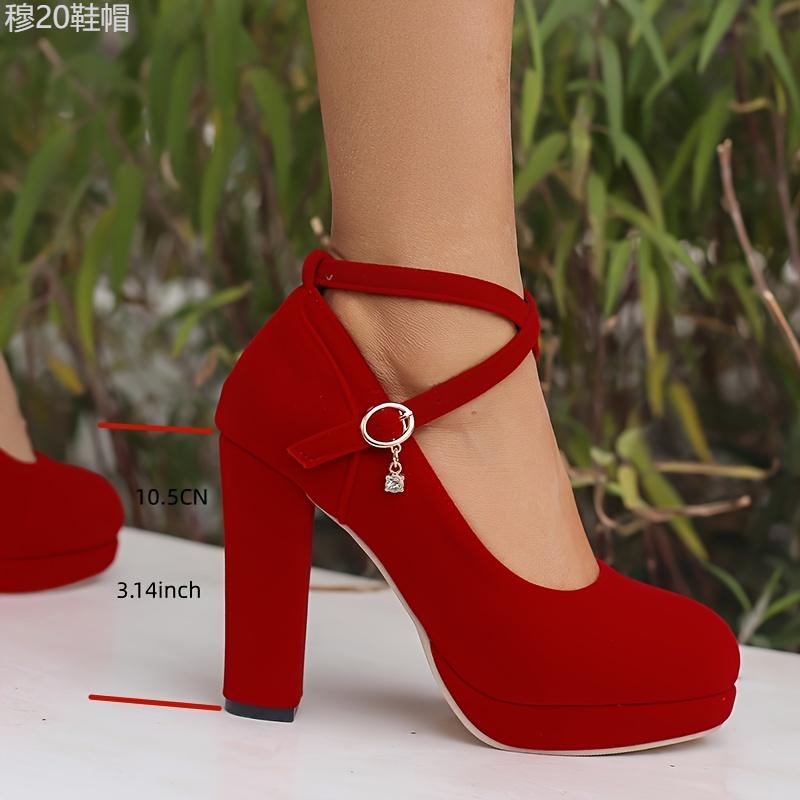 Solid Color Platform High Heels Women's Crisscross Buckle Strap Pumps, Elegant Wedding Banquet Shoes Classy Girl