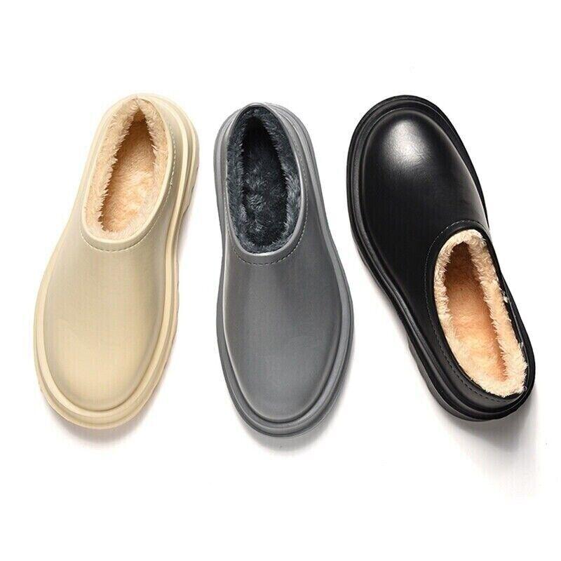 Men Women Winter Wool Chef Shoes Slippers Casual Slip On Warm Restaurant Sandals