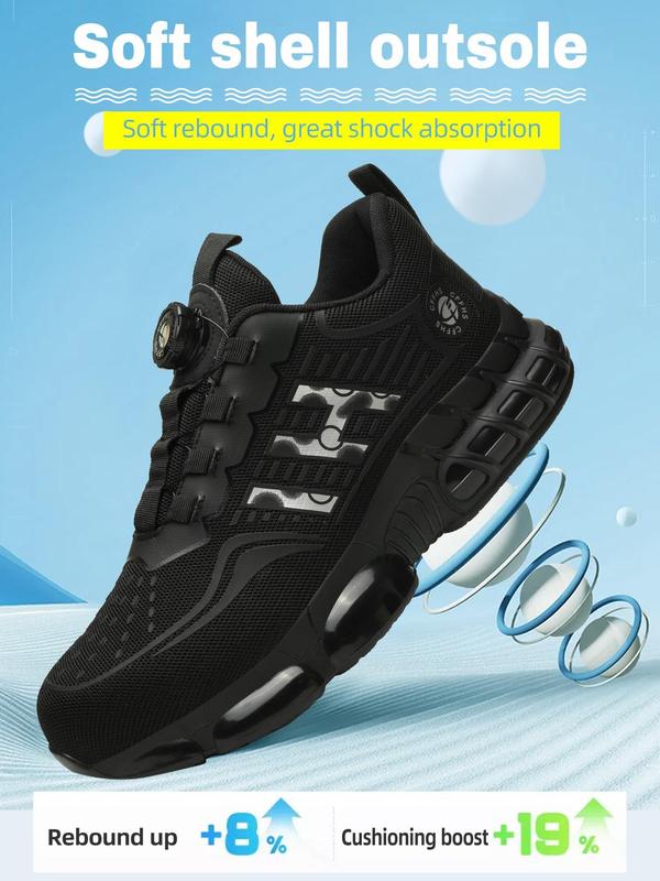 Men's Casual Lace Up Low Top Auto-lacing Safety Shoes, Breathable Comfortable Non-slip Work Shoes, Fashionable Anti-puncture Anti-shock Shoes, Shoes for Healthcare Workers, Shoes for Healthcare Workers, Fall Outfits, Fall Freshness