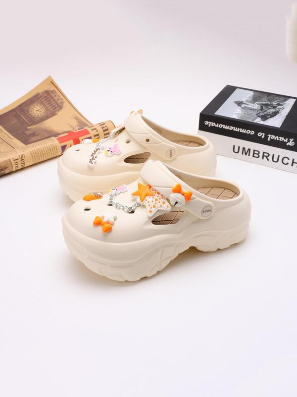 Cute Star & Bunny Design Chunky Vented Clog for Women, Soft Back To School Non-slip Sandal, Chunky Vented Classic Clogs for Daily, 2024 Summer Trendy Shoes