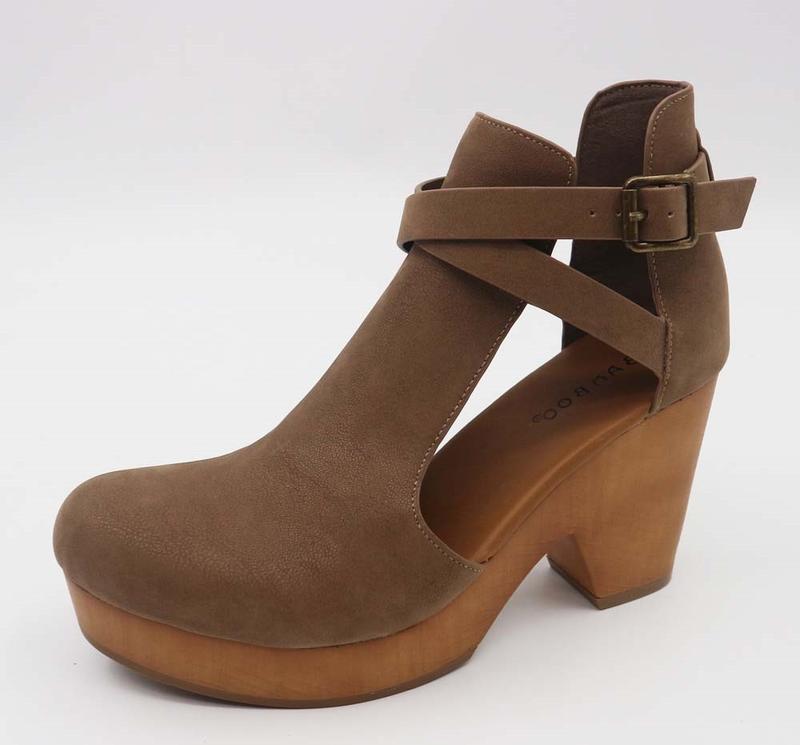 Bamboo Taupe Faux Suede Fall Clog for Women Footwear Girl Fashion Classy Elegant High Heel Stylish