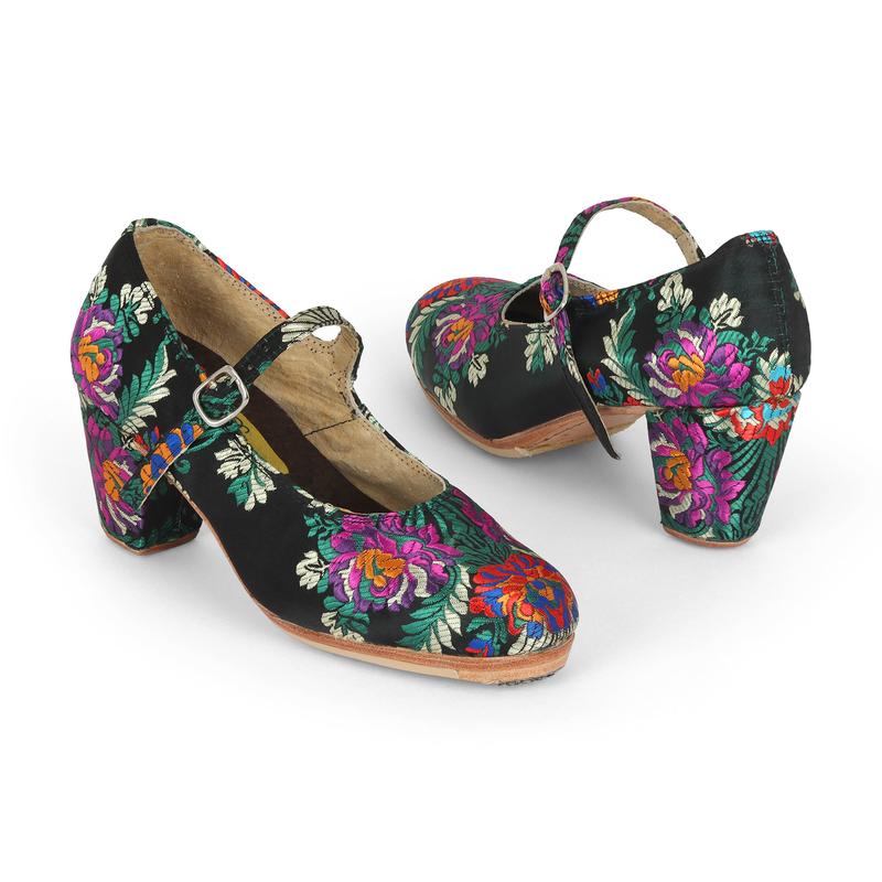 Danzarteb Women's Folklorico Shoes with Nails, Condesa Fabric, 7cm Heel