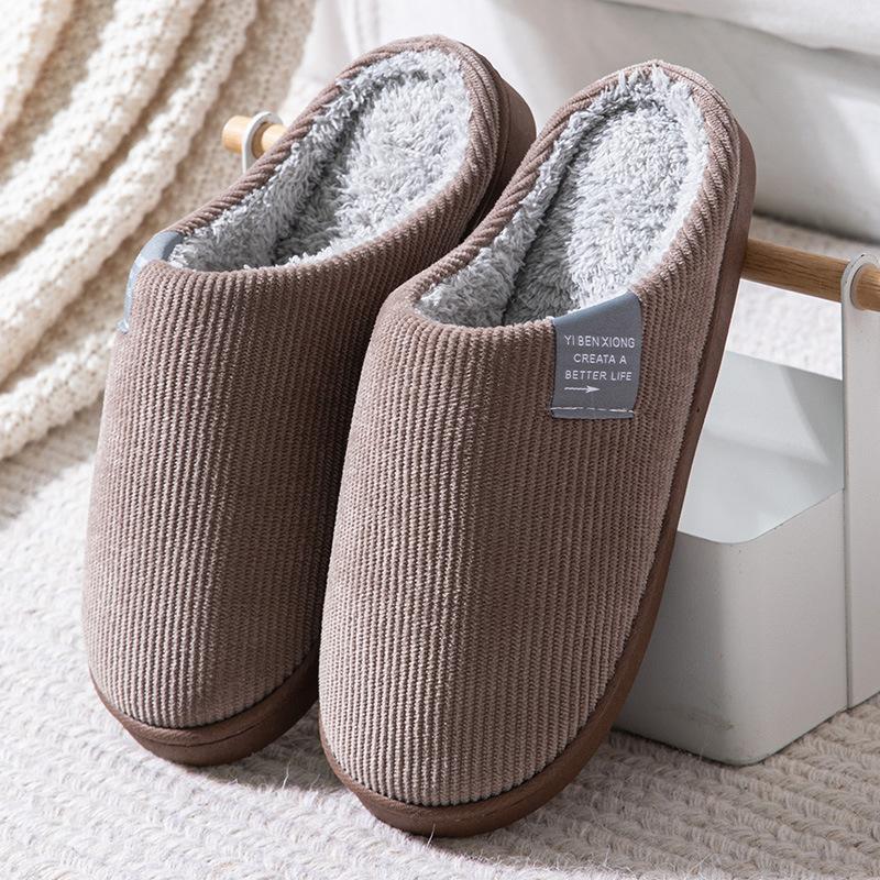 Cotton Slippers Women Mens Couple's Solid Color Autumn and Winter Family Slippers Warm Indoor Slippers for Men Comfort