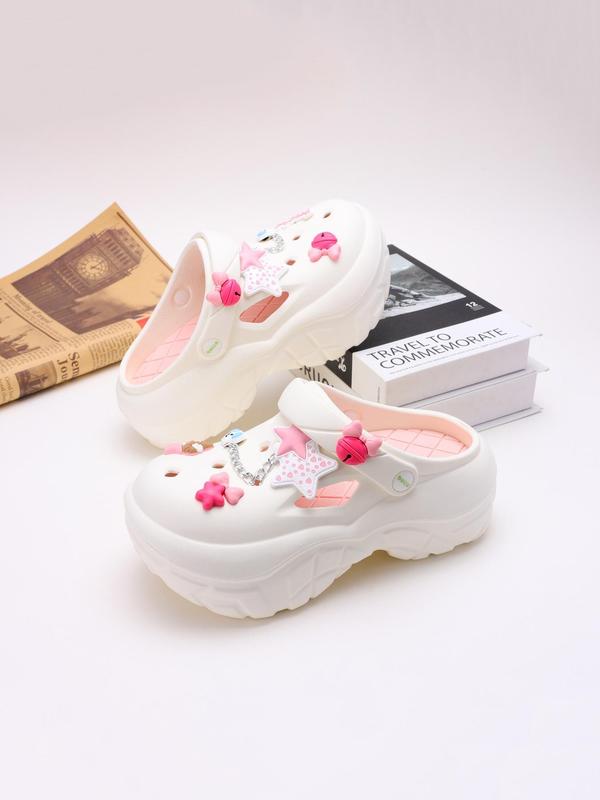 Cute Star & Bunny Design Chunky Vented Clog for Women, Soft Back To School Non-slip Sandal, Chunky Vented Classic Clogs for Daily, 2024 Summer Trendy Shoes