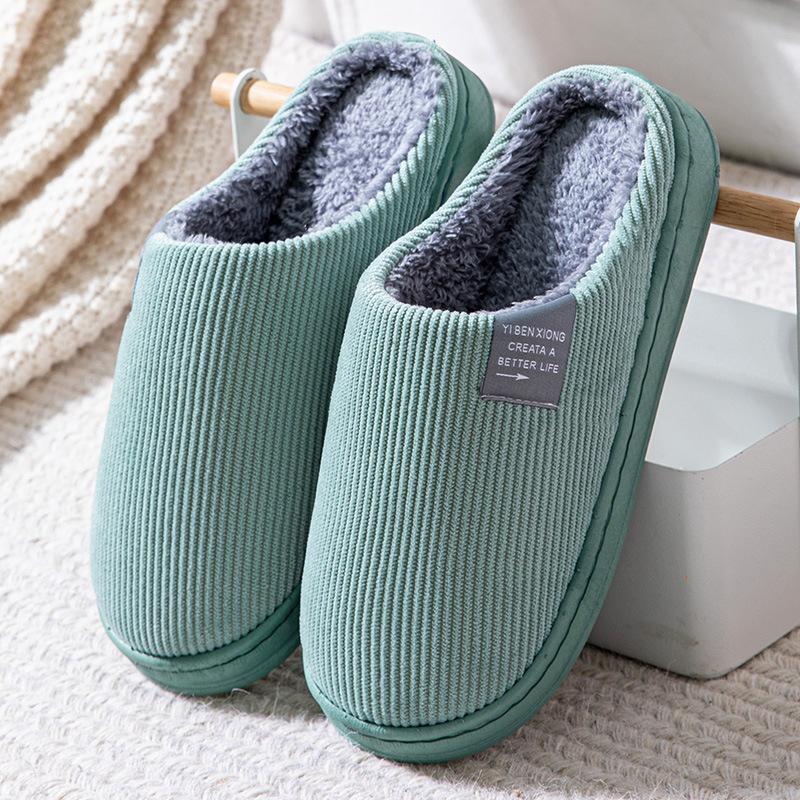 Cotton Slippers Women Mens Couple's Solid Color Autumn and Winter Family Slippers Warm Indoor Slippers for Men Comfort