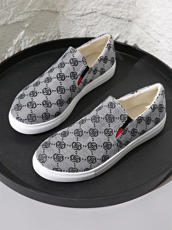 Women's Fashionable All Over Print Slip on Canvas Sneakers, 2024 New Style Casual Comfortable Breathable Low Top Shoes, Female All-match Round Toe Shoes for Daily Wear