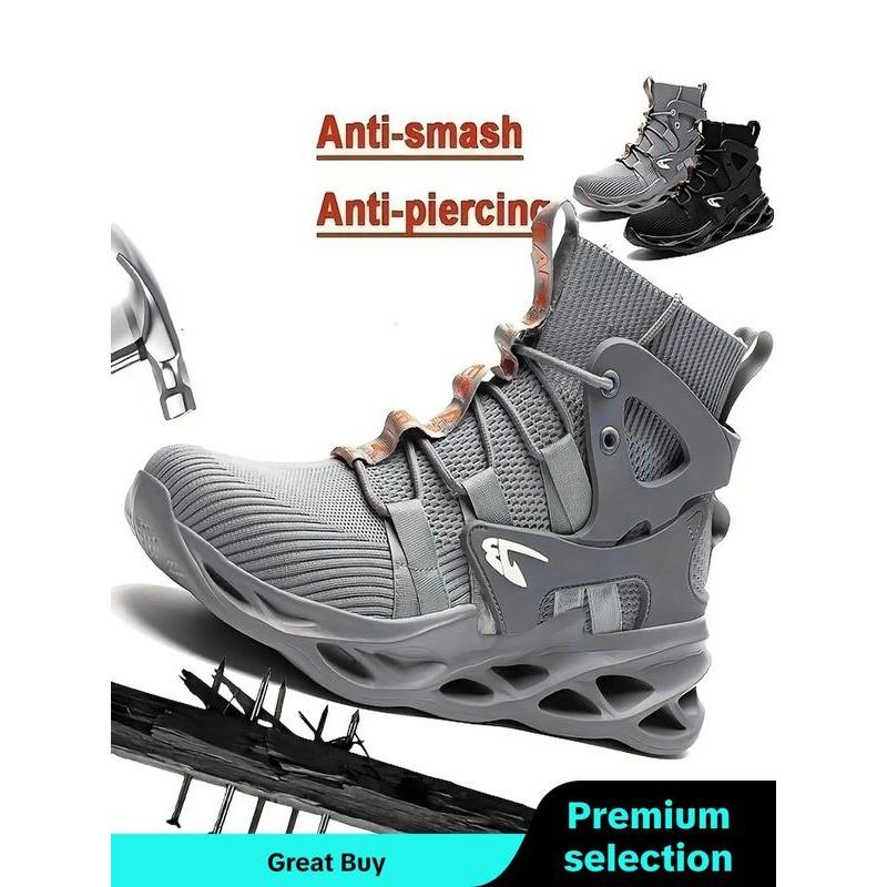 High Top Safety Shoes, Men's Workout Sneakers, Lightweight Steel Toe Shoes, Anti-smashing Steel Heel Work Shoes, Summer Comfort Worker Walking Shoes, Round Toe Footwear for Boy, Fall Outfits, Fall Freshness 2024 Fall Shoes Closed Parent