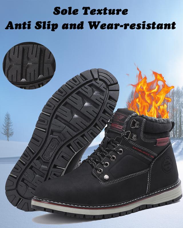 ARRIGO BELLO Winter Boots Martin Boots Men's Fashion Casual Sports Shoes Anti-Snow Snow Boots Plus Velvet Warm Outdoor Waterproof Shoes (Black)