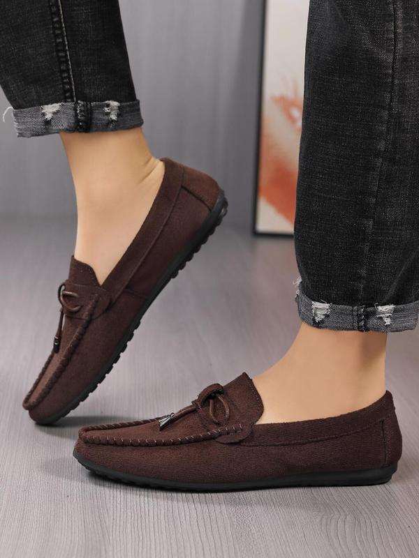 Men's Fashion Solid Color Lace up Front Square Toe Slip-on Loafers As Gift, Casual Comfortable Color Loafers for Daily Wear, Portable Slip-ons Shoes