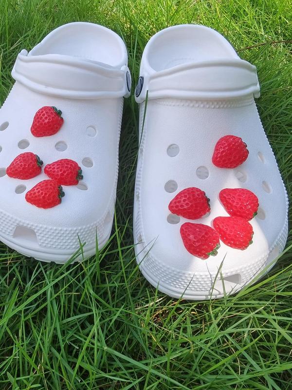 9pcs set Cute Strawberry Design Shoe Decoration, Fruit Shoe Decorations for Clogs, Kawaii Shoes Accessories