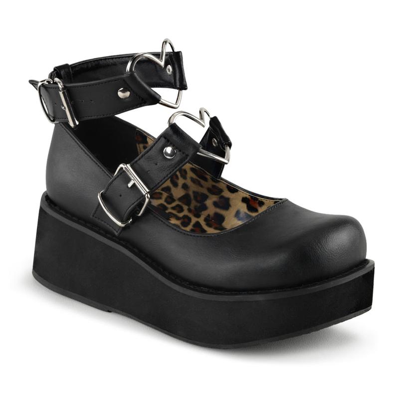 Demonia Sprite-02 Black Vegan Leather Platforms