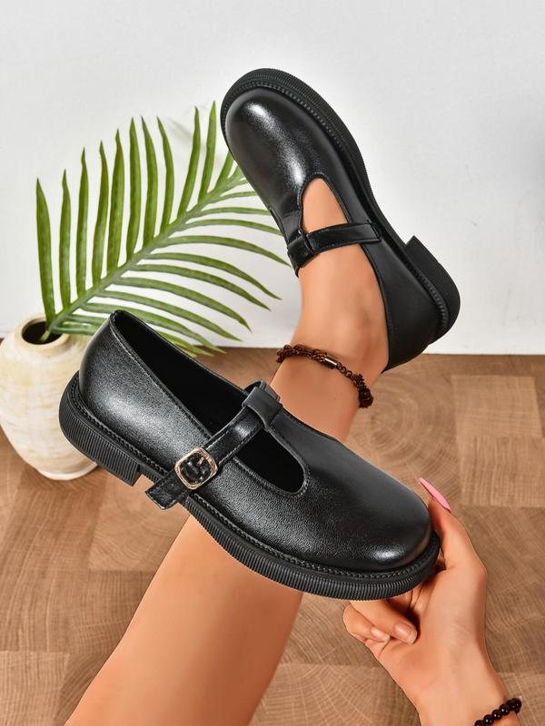 Women's Elegant Hollow Out Design Mary Jane Shoes, Fashionable Round Toe Buckle Shoes for Daily Wear, Lightweight Breathable Comfortable Shoes for Women & Girls