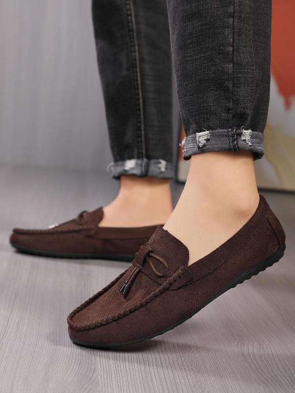 Men's Fashion Solid Color Lace up Front Square Toe Slip-on Loafers As Gift, Casual Comfortable Color Loafers for Daily Wear, Portable Slip-ons Shoes