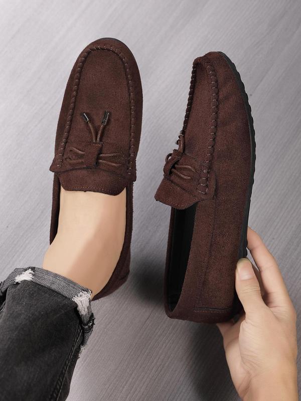 Men's Fashion Solid Color Lace up Front Square Toe Slip-on Loafers As Gift, Casual Comfortable Color Loafers for Daily Wear, Portable Slip-ons Shoes