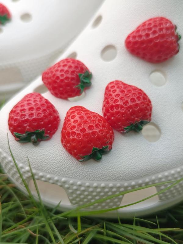 9pcs set Cute Strawberry Design Shoe Decoration, Fruit Shoe Decorations for Clogs, Kawaii Shoes Accessories