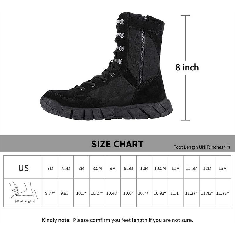 FREE SOLDIER Men’s Tactical Boots 8 Inches Lightweight Combat Boots Durable Suede Leather Work Boots Desert Boots